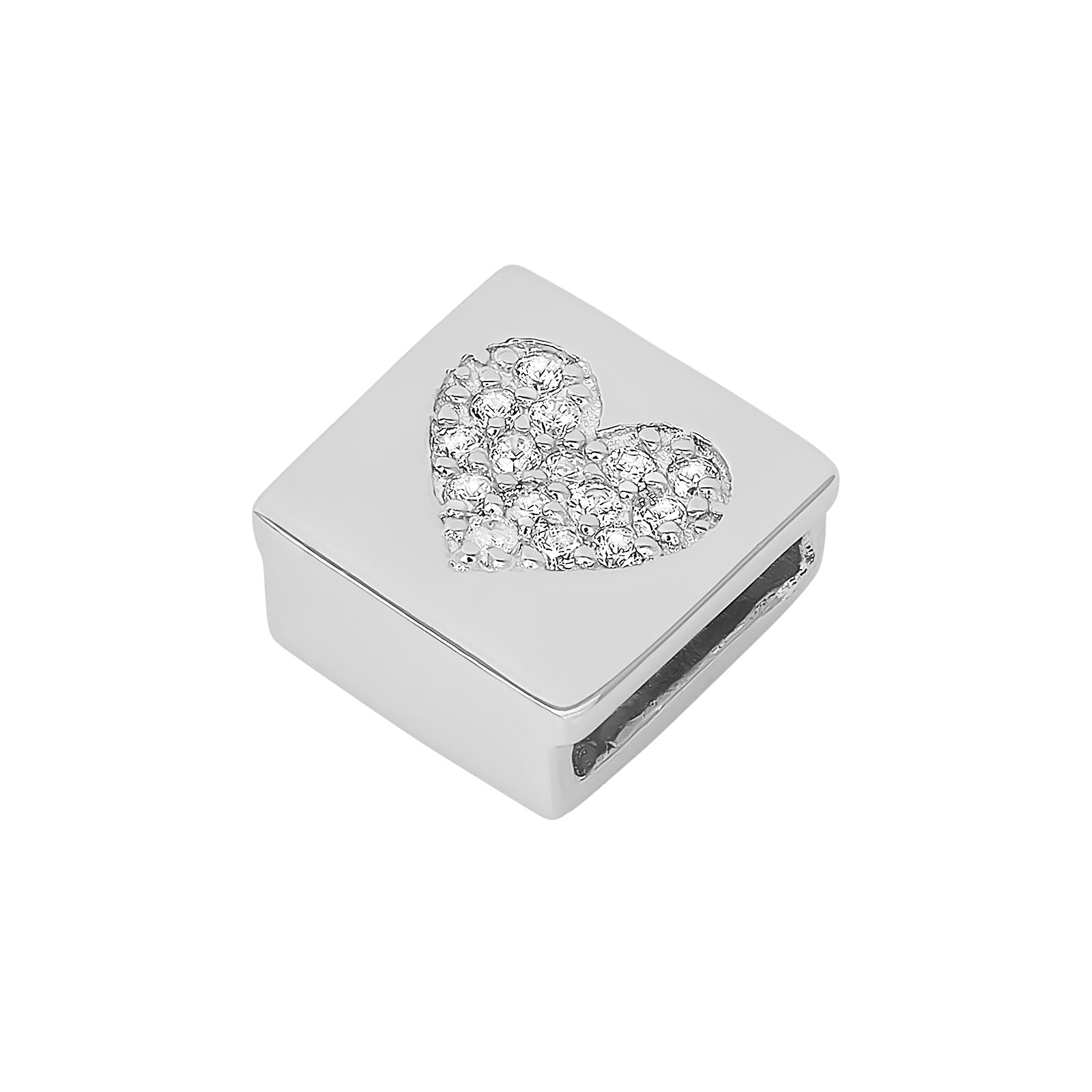Rhd. Sølv led firkant med cz TIML 8mm