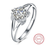 Sølv ring med blomst med zirconia sten