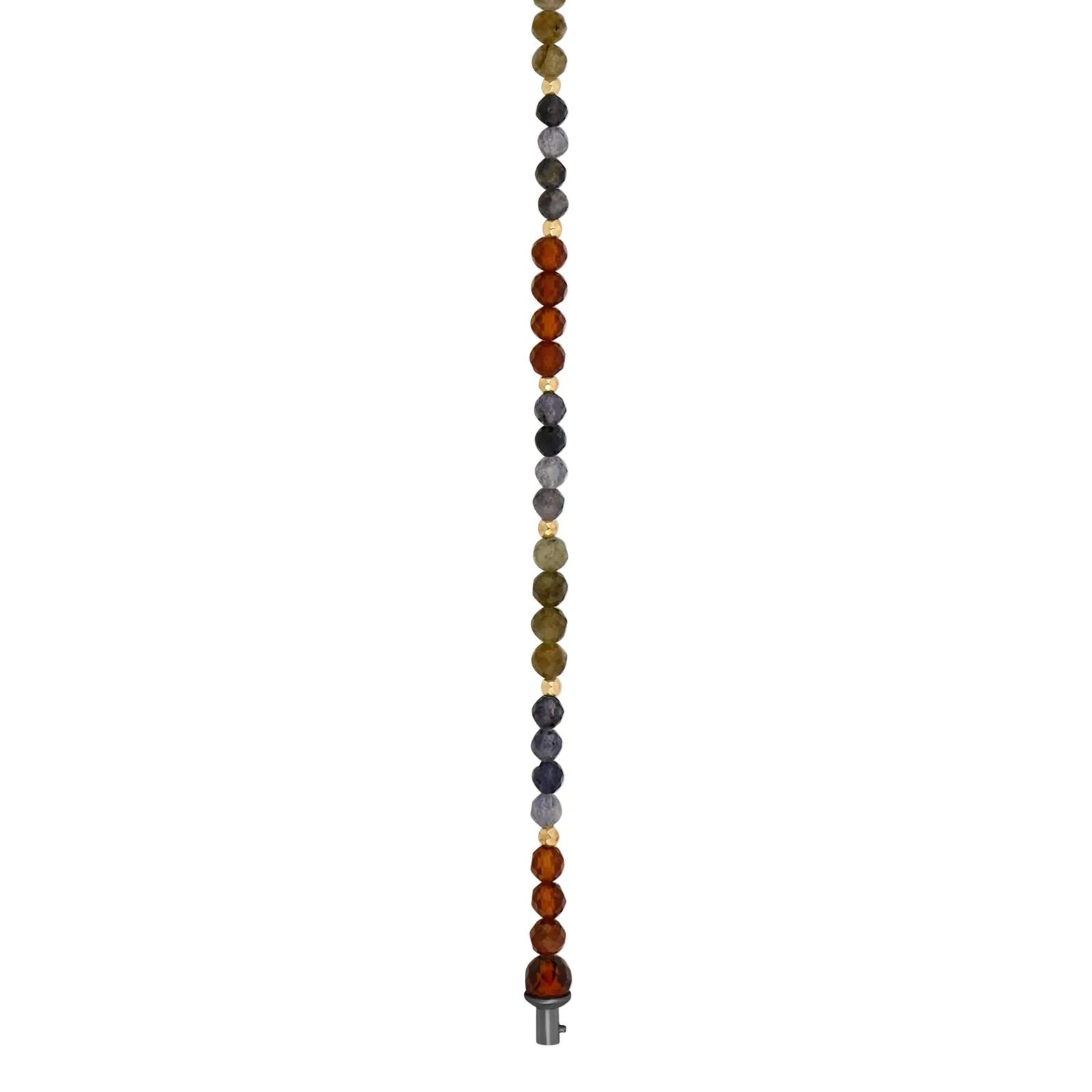 Orange granat, ilolit, labradorit system-kæde 4mm