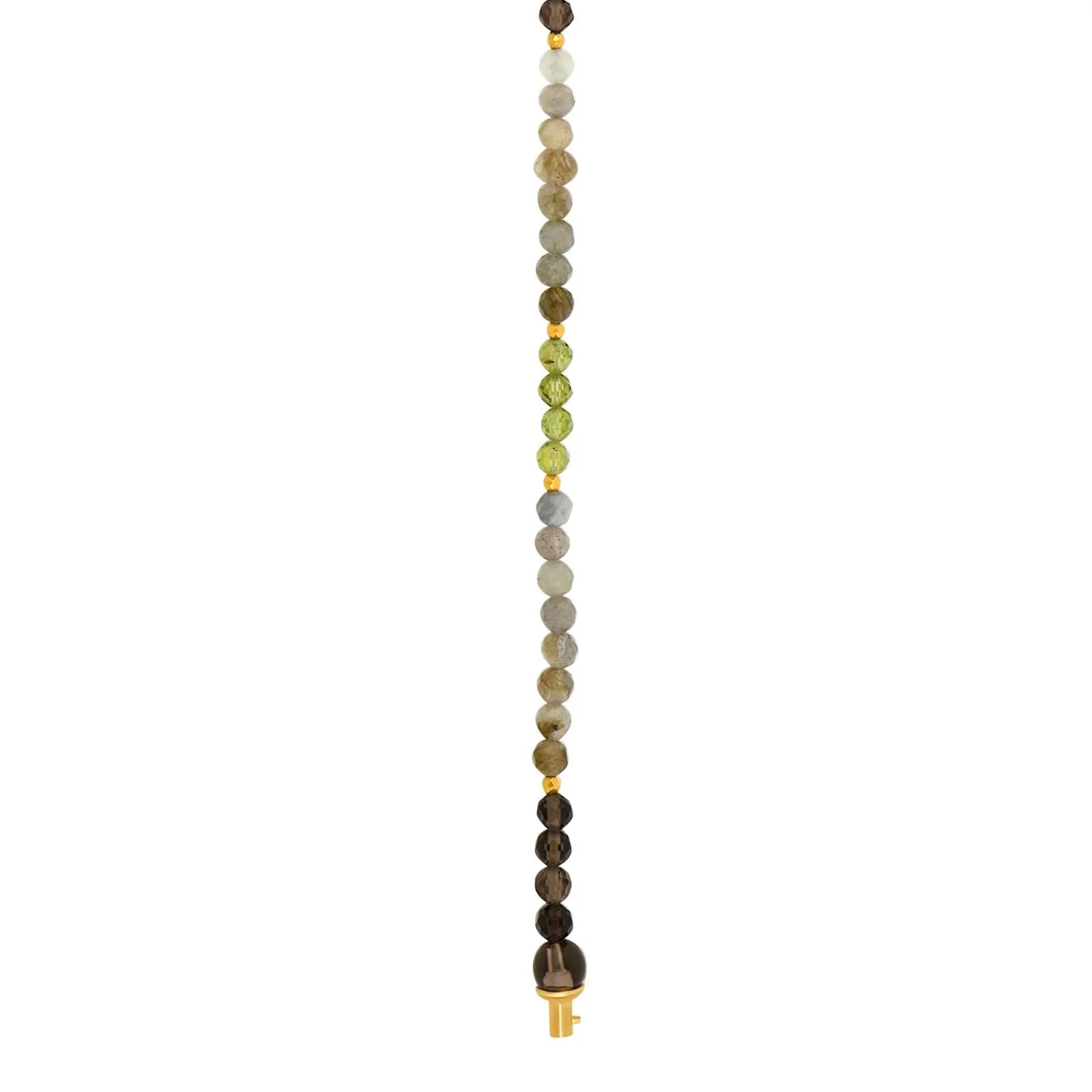 Røgquartz, labradorite, peridot system-kæde 4mm