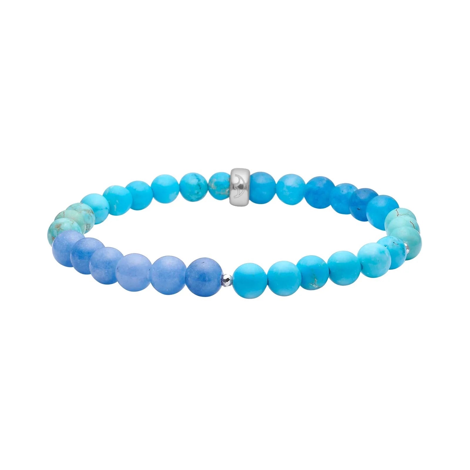 Blå spong quartz, Howlite, hematit 6mm armbånd