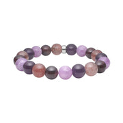 Amethyst, cherry quartz, spong quartz, granat 12mm armbånd