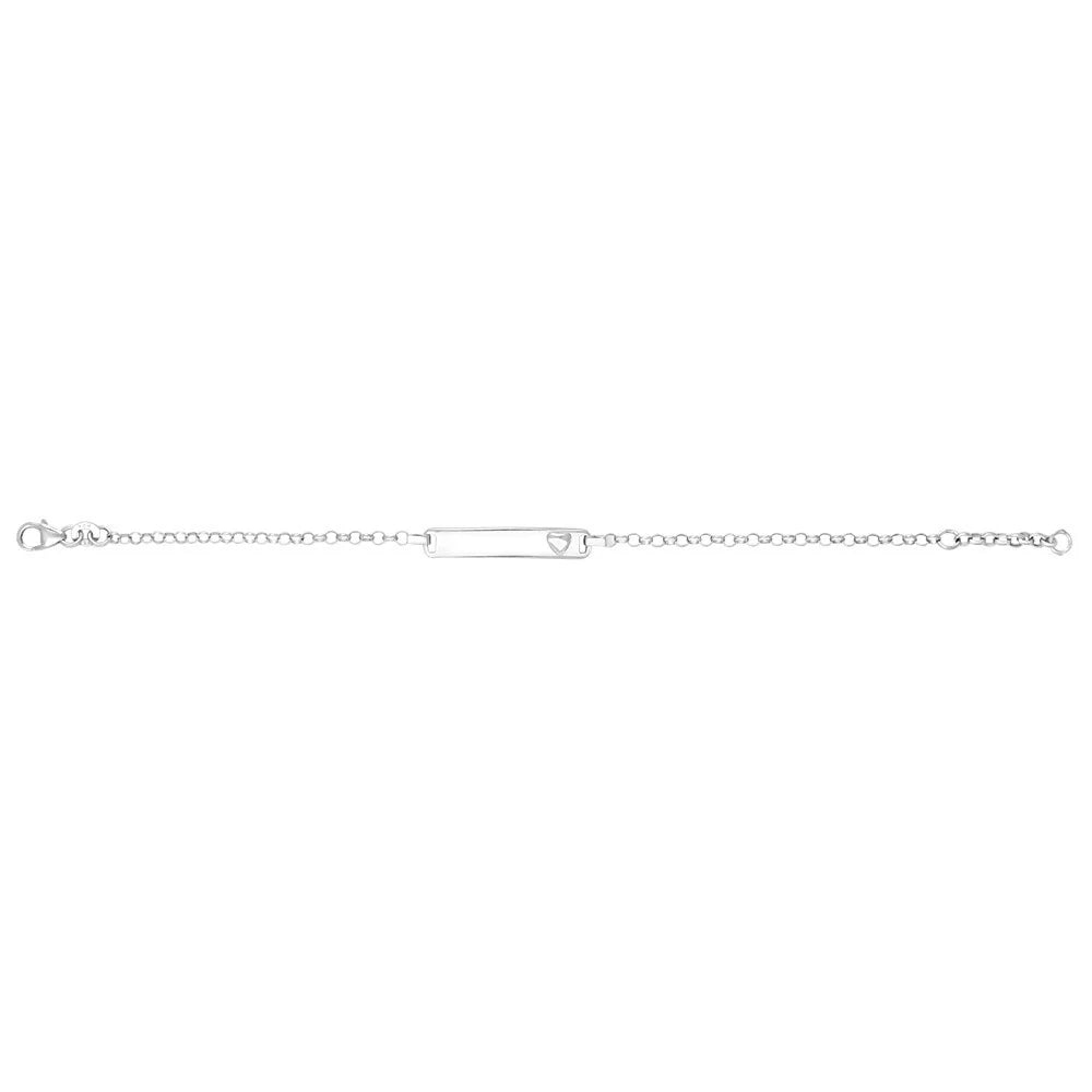 Rhodium silver bracelet w/plate heart