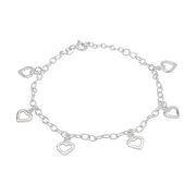 Rhodium silver bracelet w/hearts