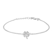 Rhodium silver bracelet w/clover