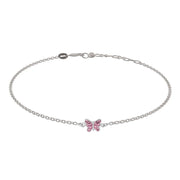 Rhodium silver bracelet w/butterfly and cz
