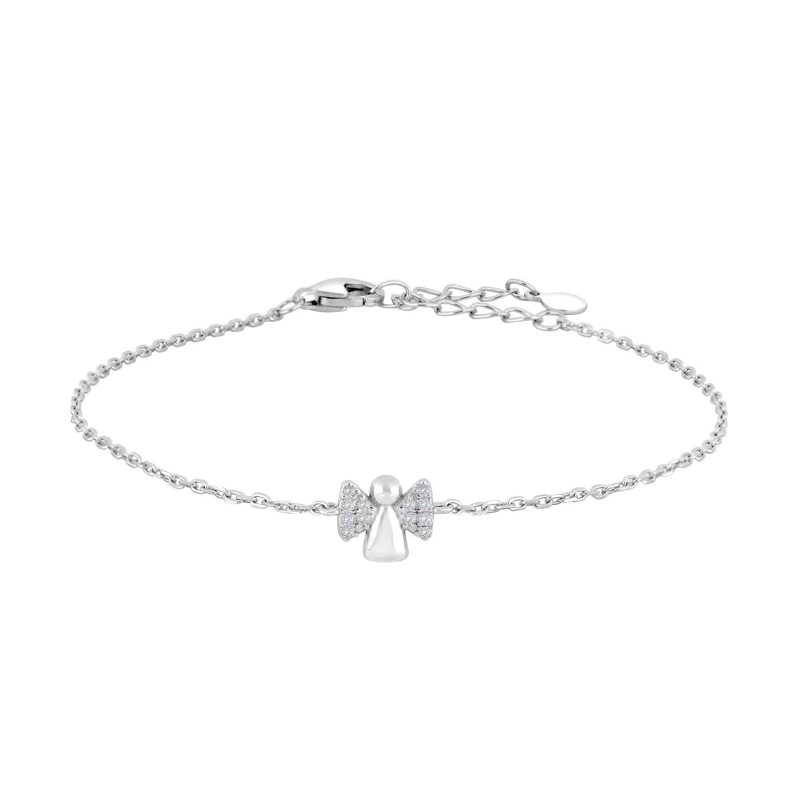 Rhd. silver bracelet angel w/cz