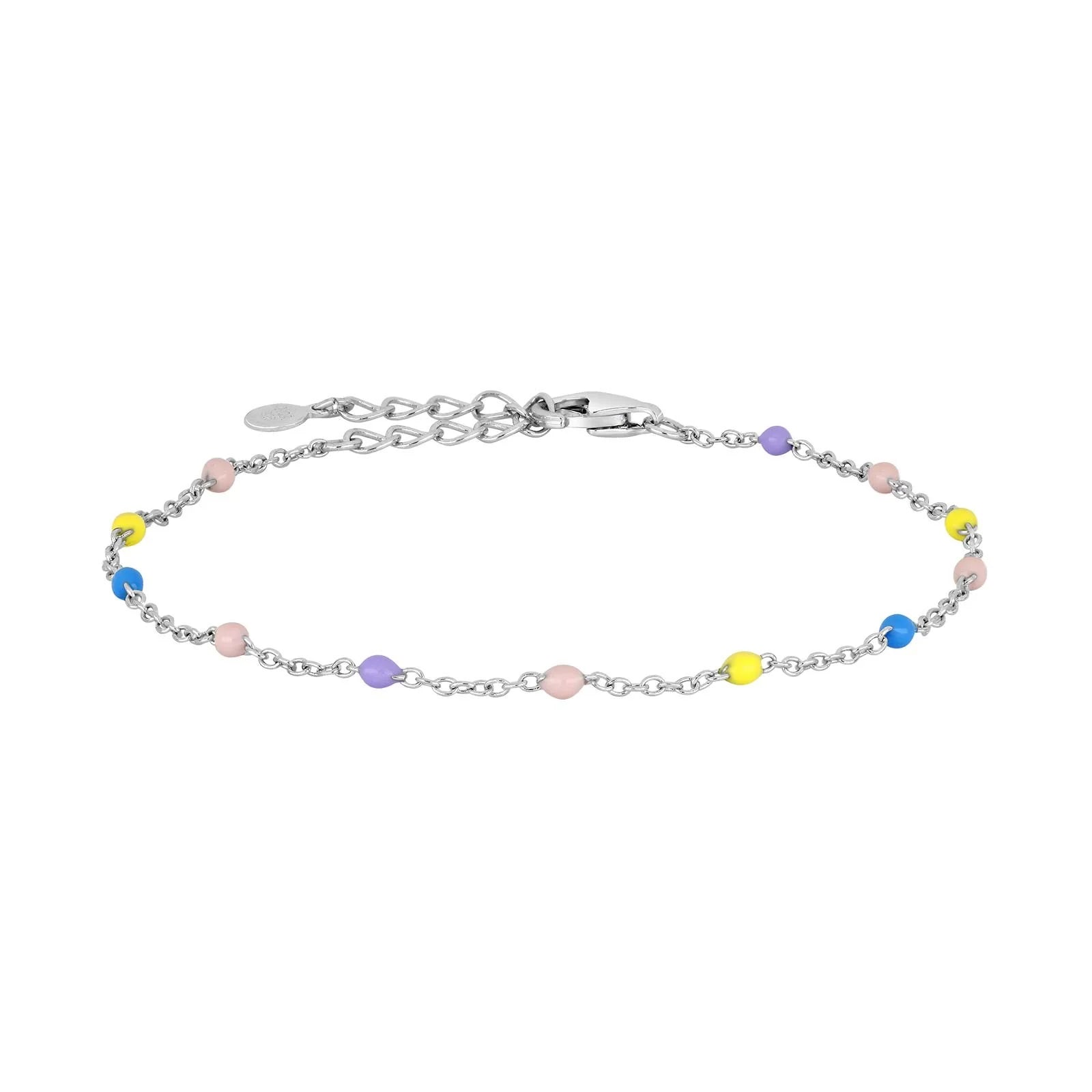 Rhodium plated silver bracelet with enamel balls