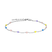 Rhodium plated silver bracelet with enamel balls