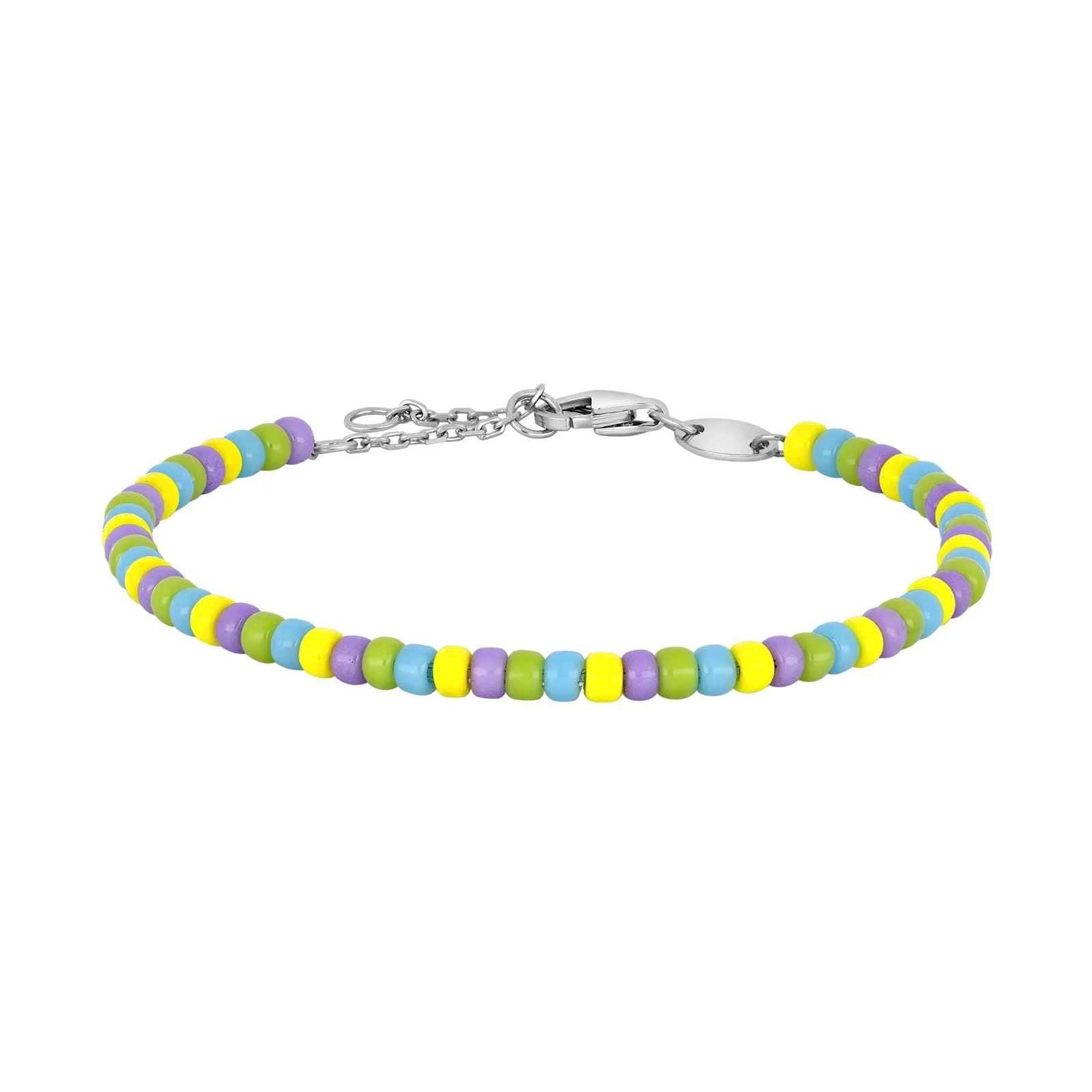 Rhodium plated silver bracelet with glass mix colors