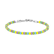 Rhodium plated silver bracelet with glass mix colors
