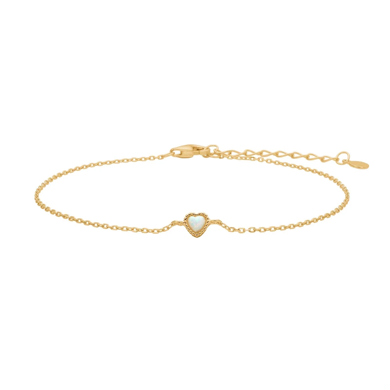 Silver bracelet heart w/ white opal