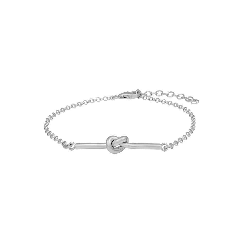 Rhod. Sølv armbånd m. knude 17+2cm
