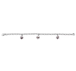 Rod. silver bracelet w/3 flowers w/pink cz