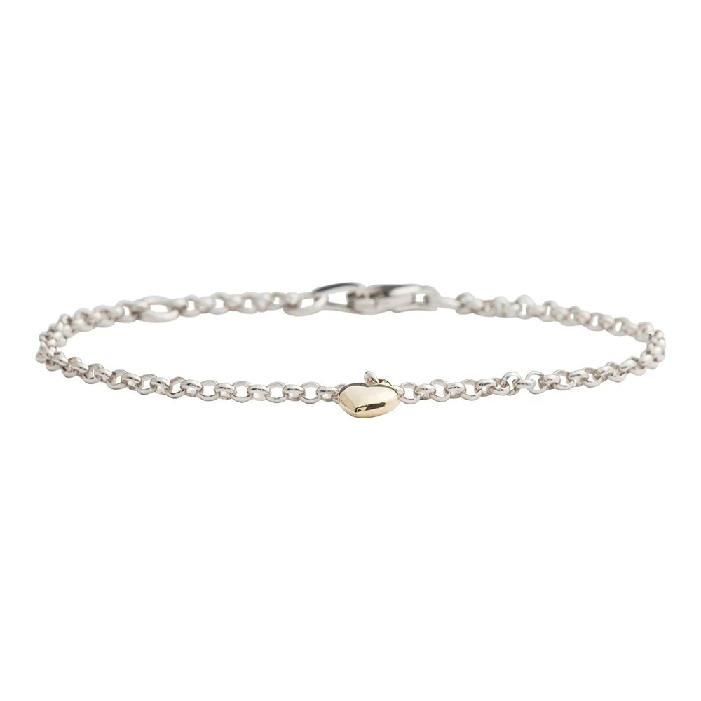 Rhodium silver children's bracelet w/14 karat gold heart