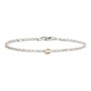 Rhodium silver children's bracelet w/14 karat gold heart