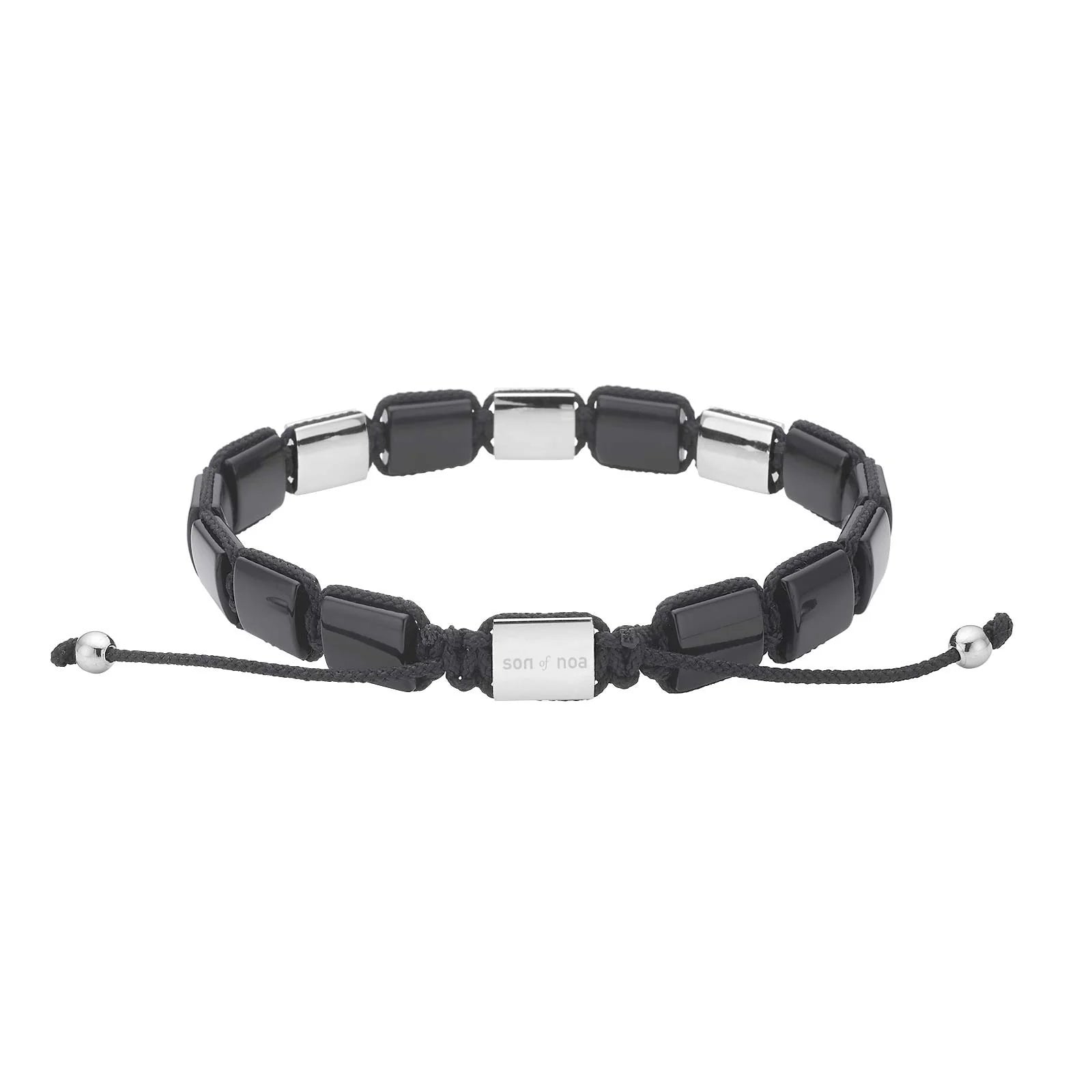 SON armbånd black agate / cz og stål