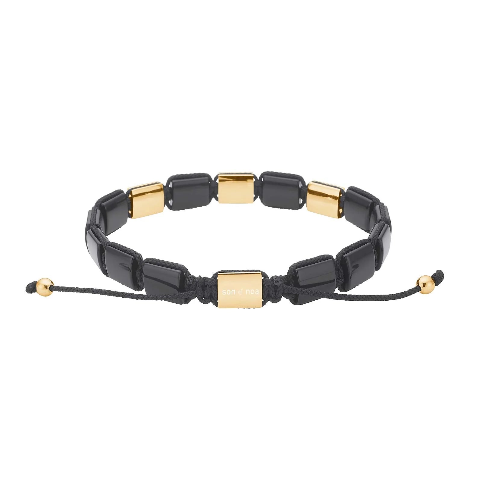 SON armbånd black agate / cz og IP gold