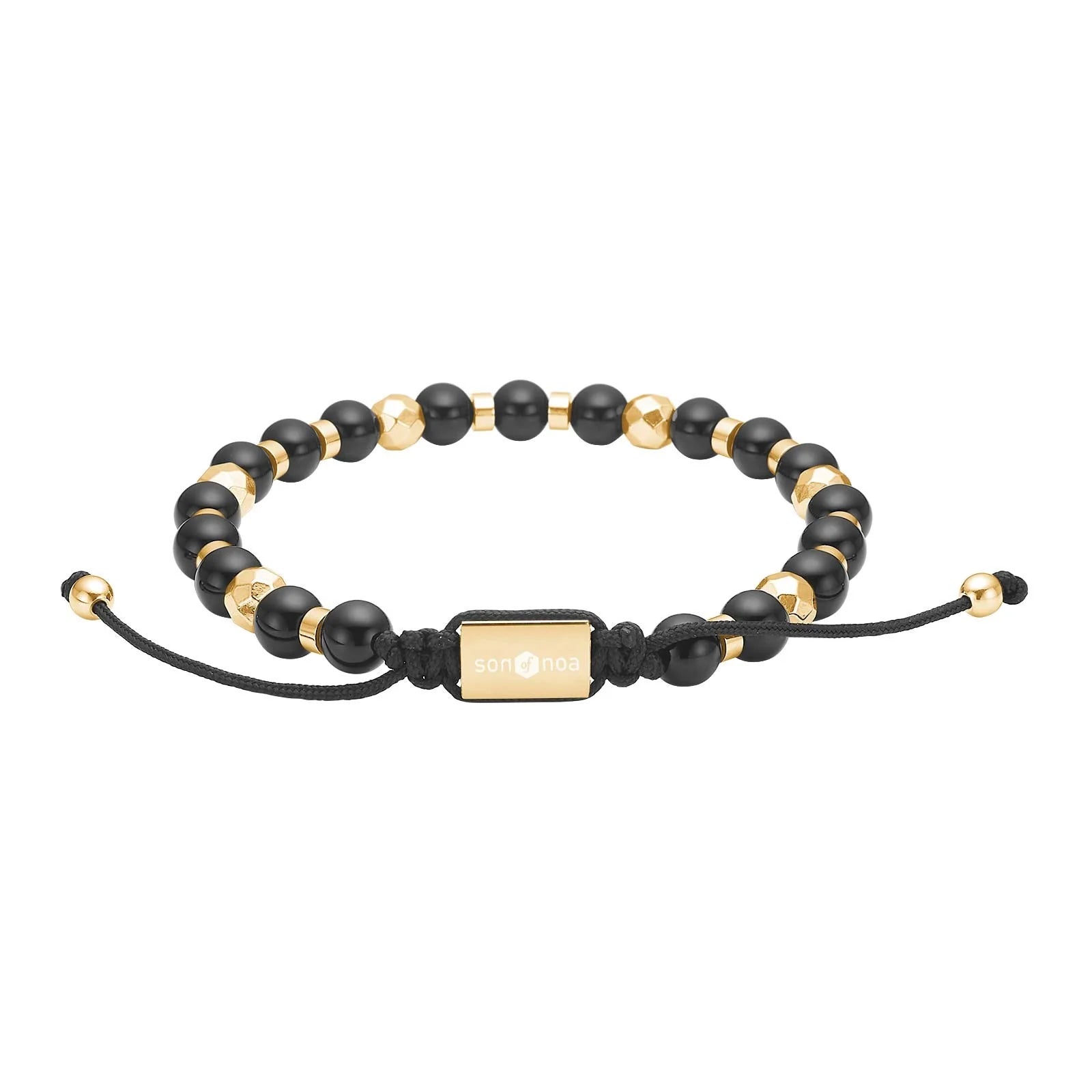 SON armbånd black agate og IP gold