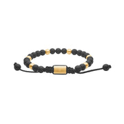 SON armbånd mat sort agate og stål IP gold