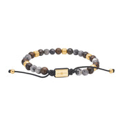 SON armbånd map stone/ilmenite bronzitite og stål IP gold