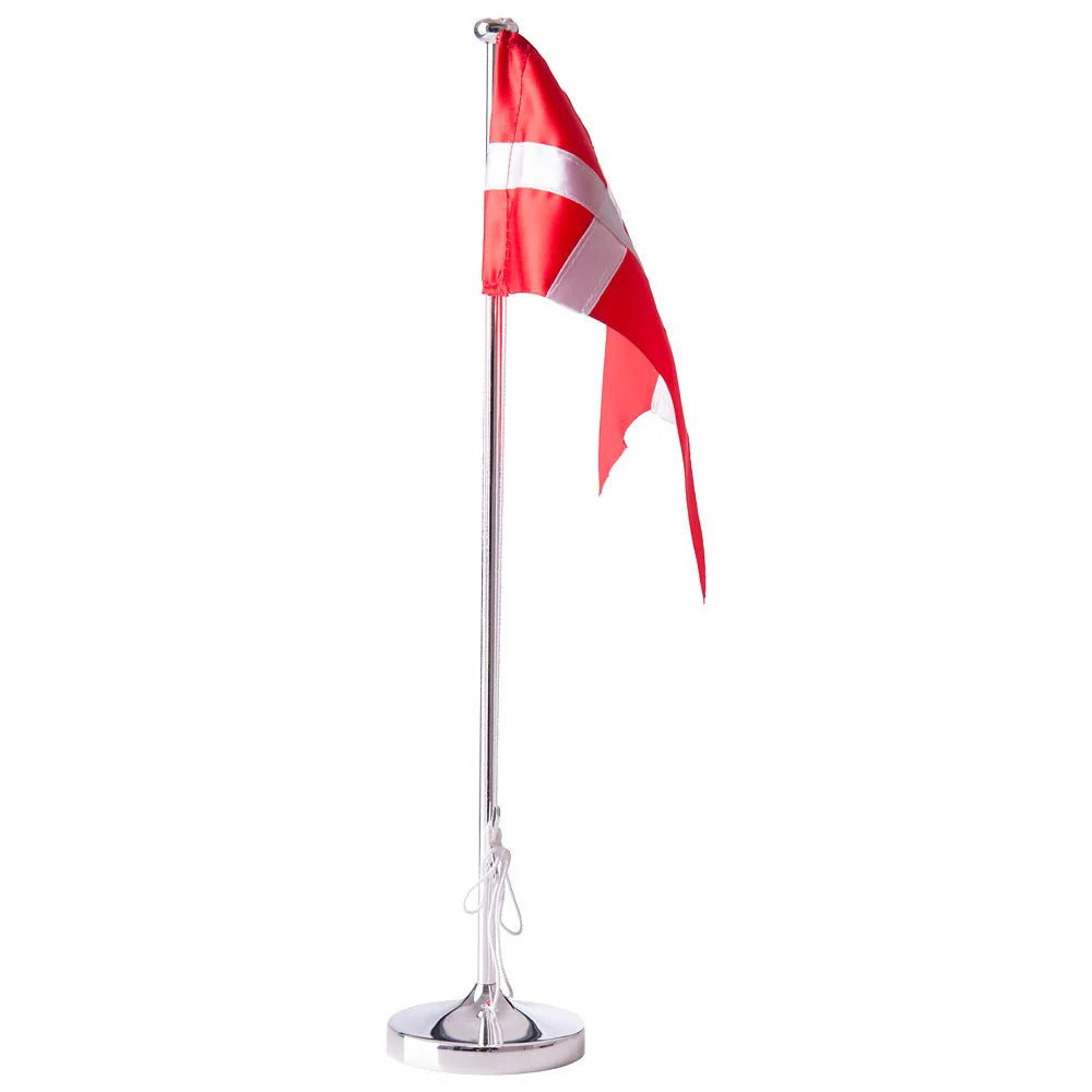 Forkromet flagstang m. blank fod, 38,5 cm