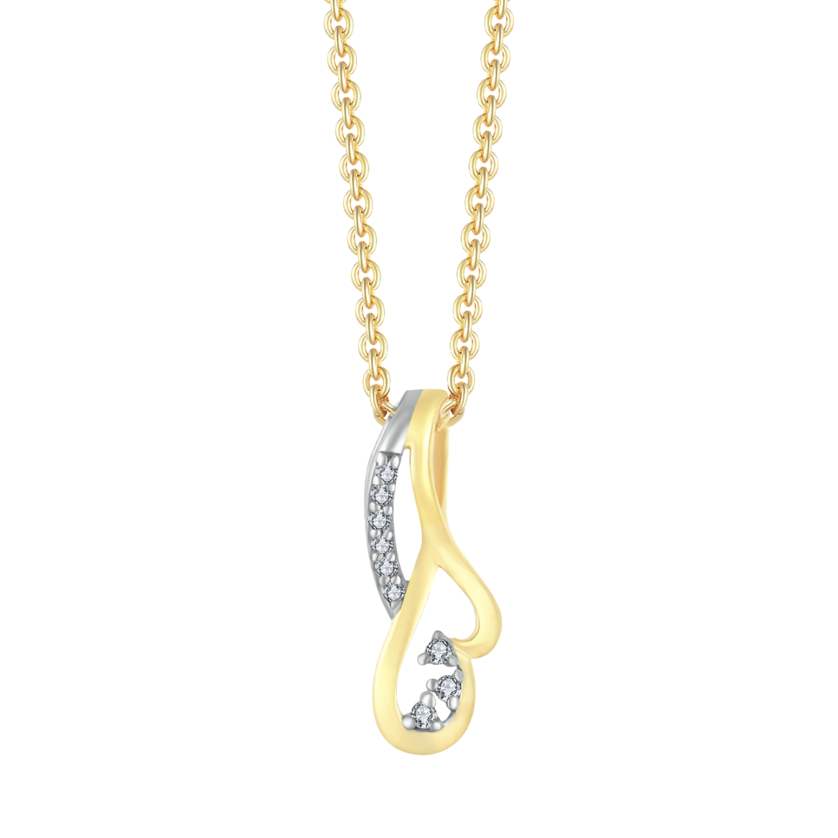 8 kt. guld halskæde rosét med safir og 6 syntetiske cubic zirconia. Kæden er sølvforgyldt i længde 42-45 cm.