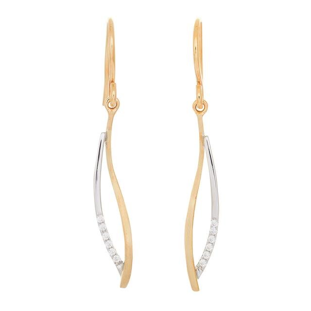 8kt. Bicolor guld ørehænger m. cz - Urma.dk