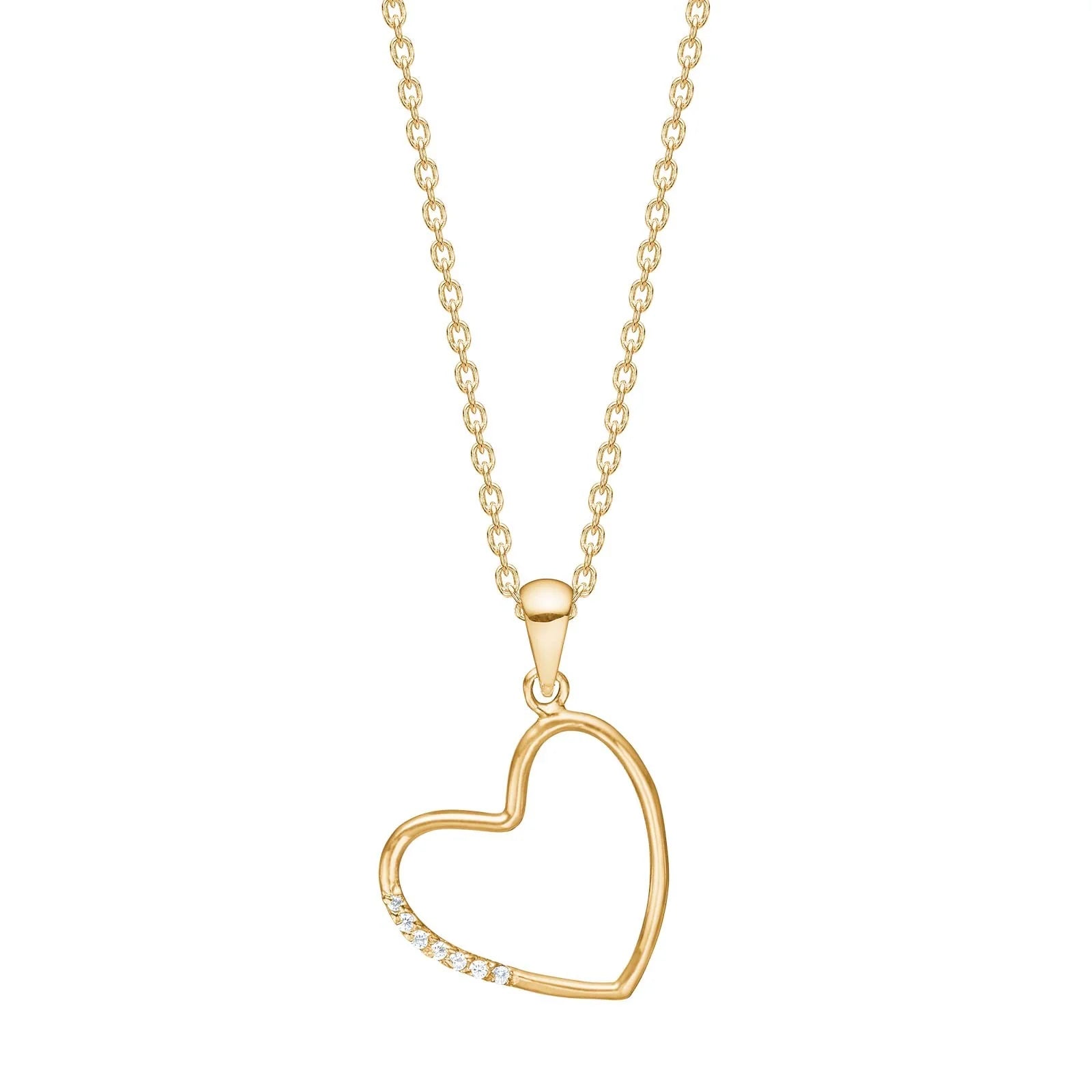 8kt. guld hjertevedhæng m. cz inkl. forg. kæde - Urma.dk
