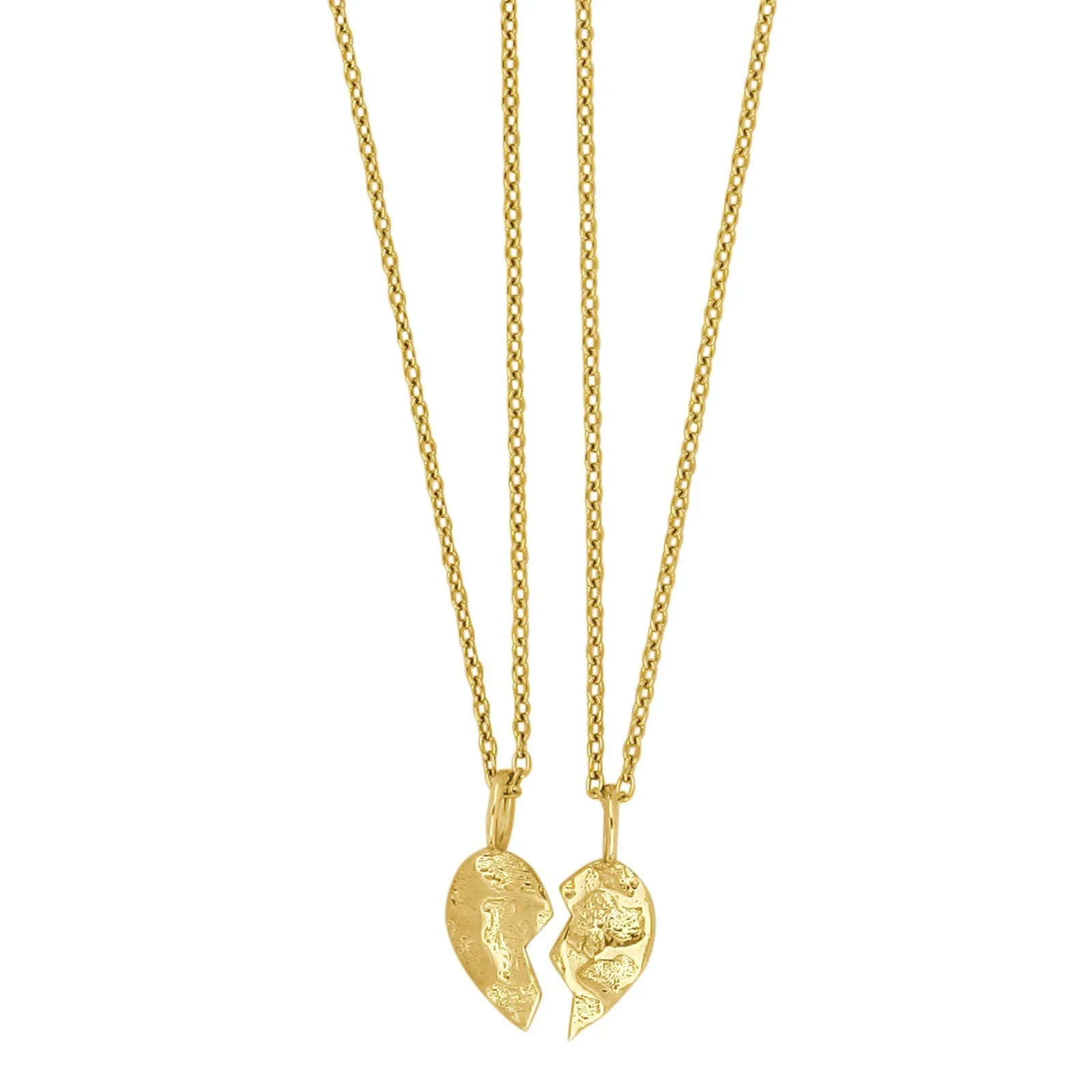 8kt. guld knækhjerte 10mm inkl. 2 forg. sølvkæde - Urma.dk