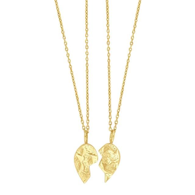 8kt. guld knækhjerte 15mm inkl. 2 forg. Sølvkæder - Urma.dk