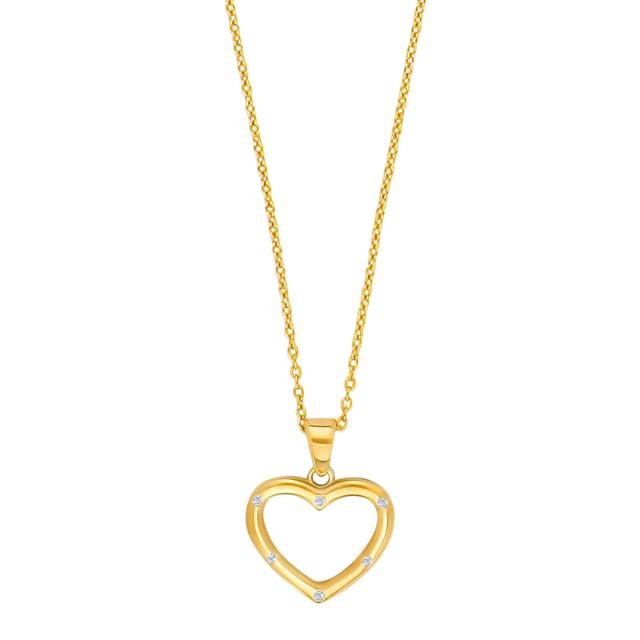 8kt. Guld vedhæng hjerte m. cz inkl. forg. kæde - Urma.dk