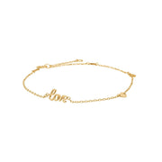 8kt. guldarmbånd "Love" m/hjerter - Urma.dk