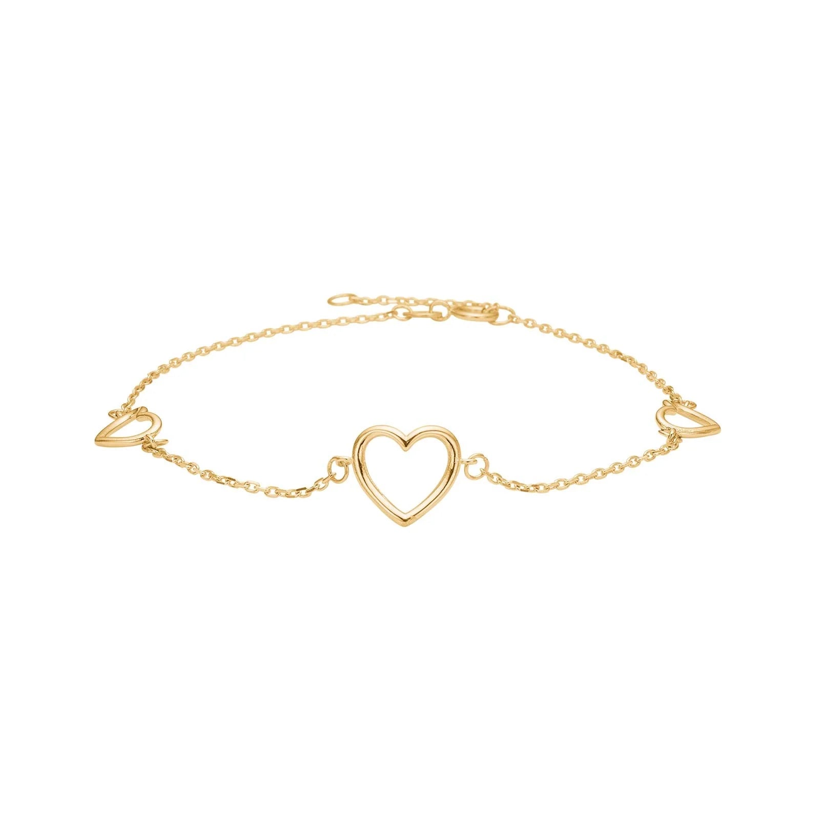 8kt. guldarmbånd m/3 hjerter - Urma.dk