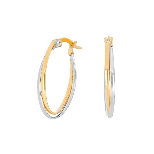 8kt. guldcreoler bicolor oval - Urma.dk