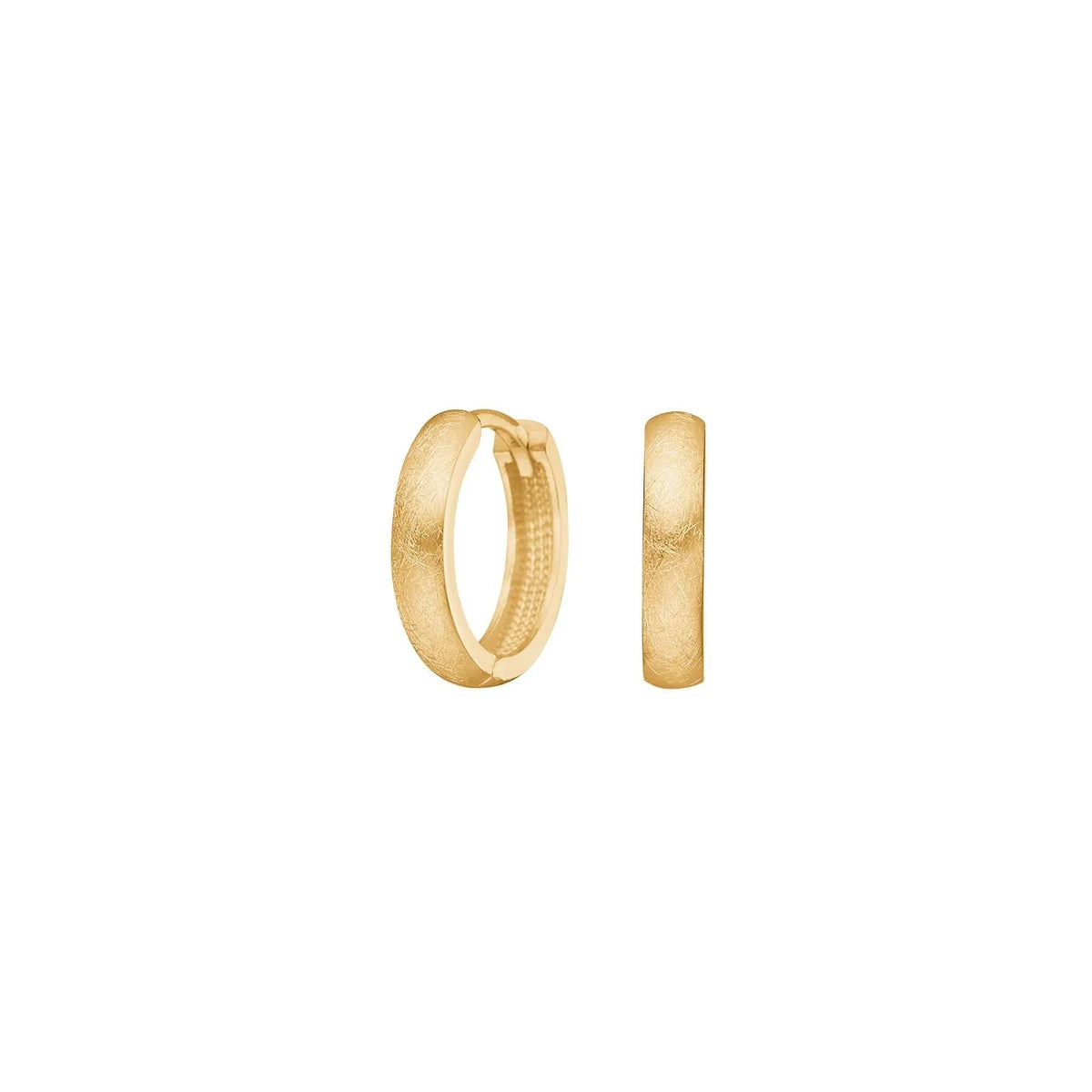 8kt. guldcreoler blank/mat 14mm - Urma.dk