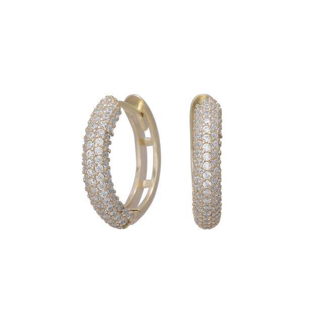 8kt. guldcreoler m/cz pave 15mm - Urma.dk