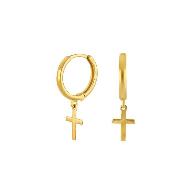 8kt. guldcreoler m/kors - Urma.dk