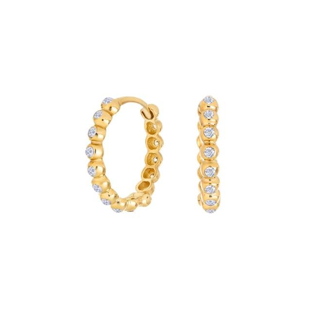 8kt. guldcreoler m/kugler + cz 15mm - Urma.dk