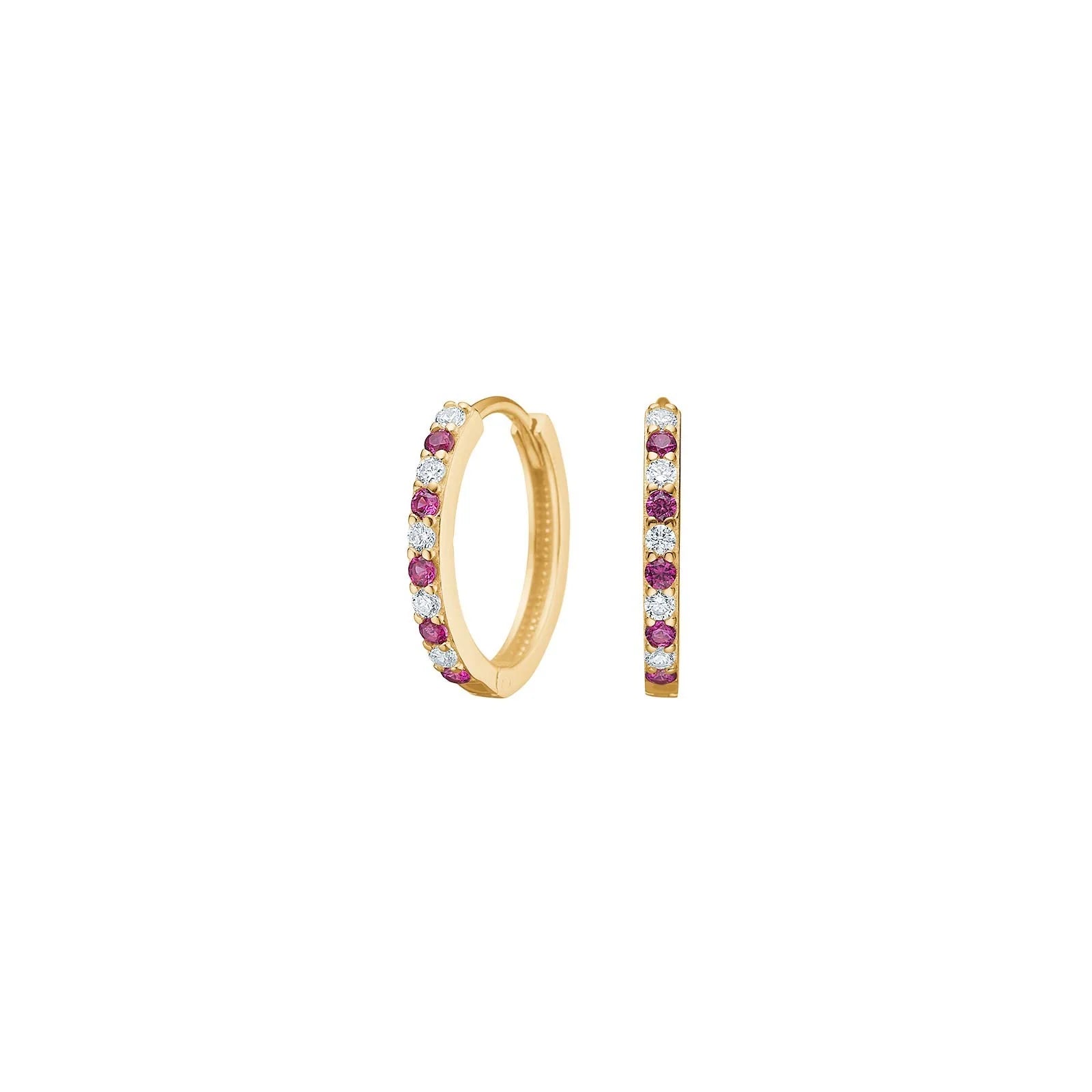 8kt. guldcreoler m/synt. rubin og cz - Urma.dk