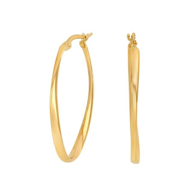 8kt. guldcreoler oval drejet 34x2,5mm - Urma.dk