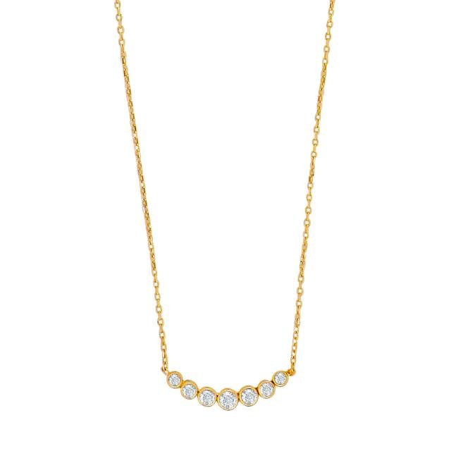 8kt. guldhalskæde m/cz i rørfatninger - Urma.dk