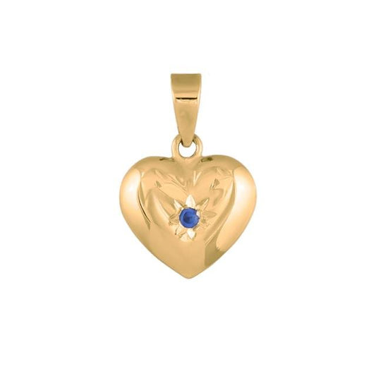 8kt. guldhjerte m/synt. safir 11mm - Urma.dk