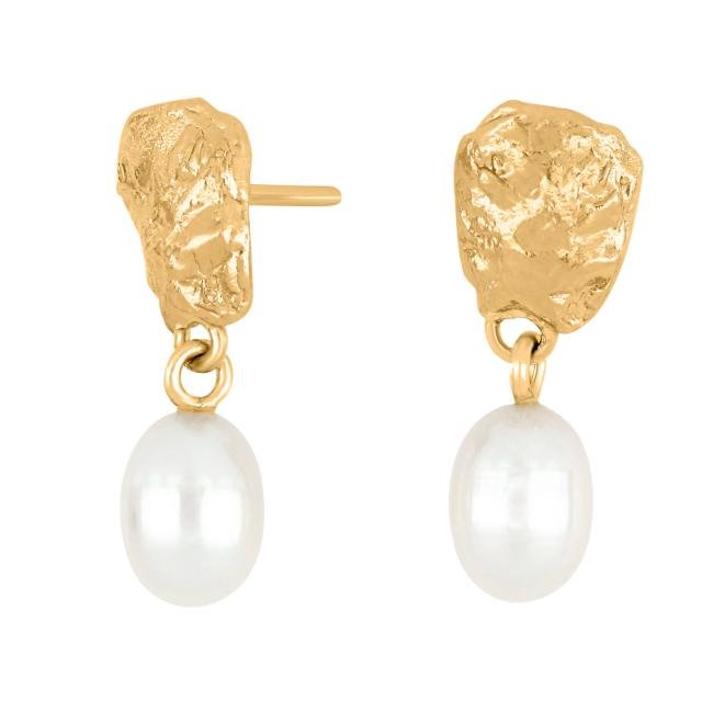 8kt. guldørehænger m/ferskvandsperle - Urma.dk