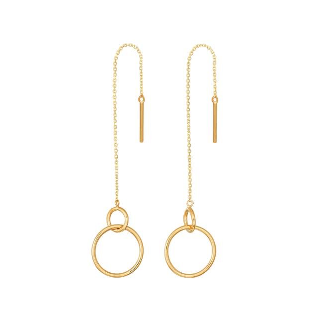 8kt. guldørekæde m/2 cirkler - Urma.dk