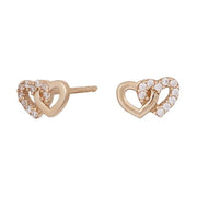 8kt. guldørestikker dobbelt hjerte m/cz - Urma.dk