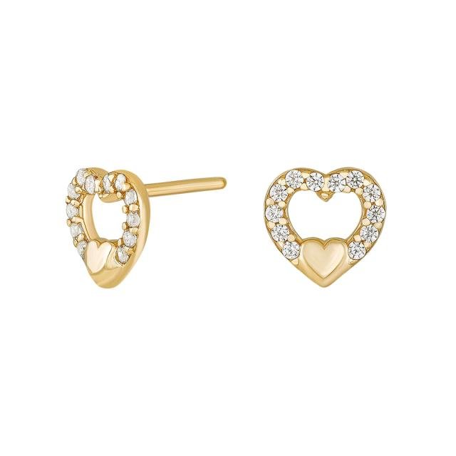 8kt. guldørestikker hjerte i hjerte m/cz - Urma.dk