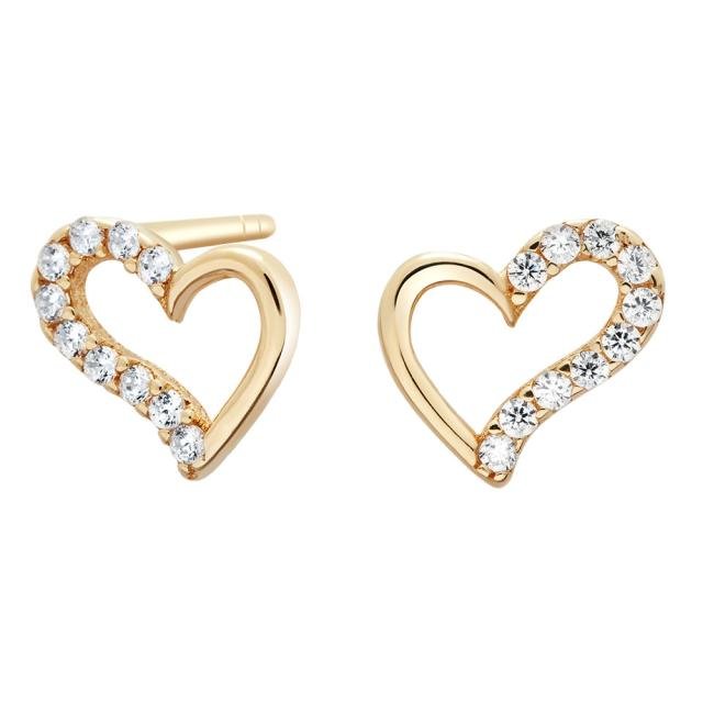 8kt. guldørestikker hjerte m/cz - Urma.dk