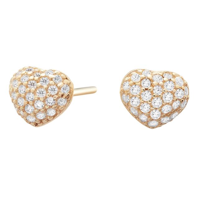 8kt. guldørestikker hjerte m/cz i pavé fatning - Urma.dk