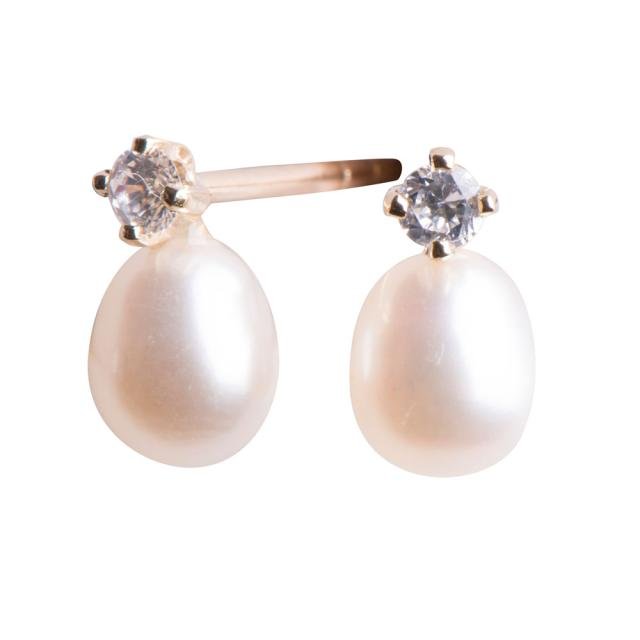 8kt. guldørestikker m/ferskvandsperle og cz - Urma.dk